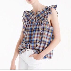 J. Crew plaid ruffle tank top